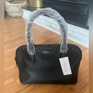 NWT Kenneth Cole Reaction Black Handbag Women Black Faux Leather Purse Tote Bag